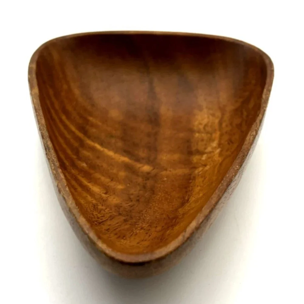 Vintage Carved Wood Bowl Teardrop Organic Modernist Minimalist Trinket Dish 6